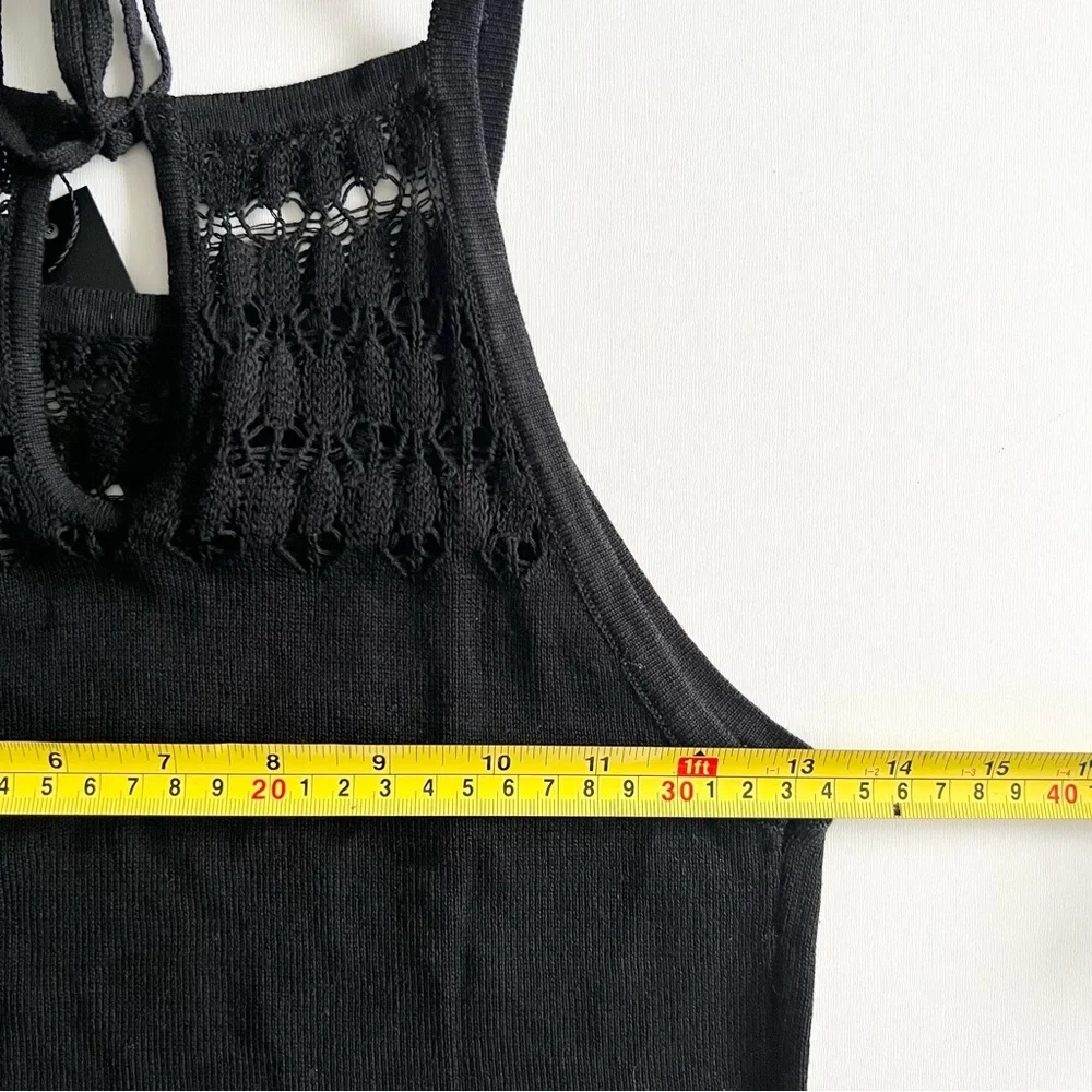 Bobi Black Crochet Two Piece top & midi skirt Set Size M